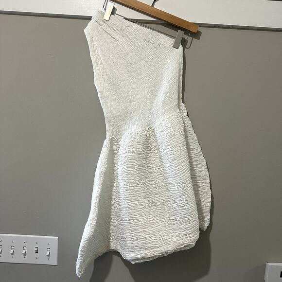 Rachel Comey Gran One Shoulder Peplum Popcorn Top White - Picture 3 of 5